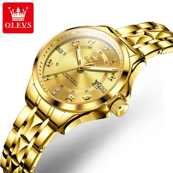 Дамски кварцов часовник OLEVS 2910, прости елегантни водоустойчивост светлинен часовник е от неръждаема стомана, луксозни дамски часовник, оригинален