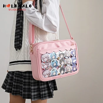 Дамски прозрачна чанта-месинджър JK Sweet Lolita, наплечная чанта за момичета в японски стил, портмонета и дамски чанти от PVC с джоб
