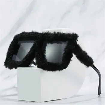 Дамски слънчеви очила ръчно изработени с меки меховыми плюшени слънчеви очила, дамски слънчеви очила в стил пънк сексуални нюанси