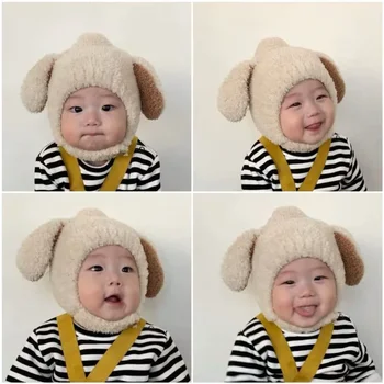 Детска шапчица Есен-зима Корейска Детска шапчица с заячьими уши, пухкави топла шапка-ушанка, скъпа Детска шапчица, топла зима