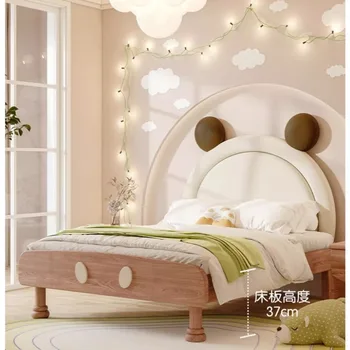 Детско легло от масивно дърво 1,2 м, легло за момчето, модерна проста легло Мики, 1,5 м, мека чанта за момичета, легло за принцеса