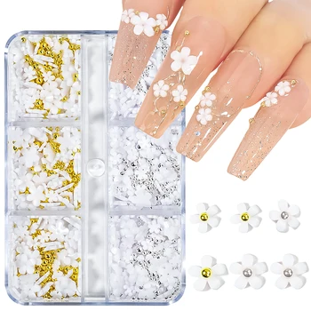 Дизайн на ноктите Кристали Акрилна Пластмаса с Цветен Дизайн Смесен Размер на Нокти Златни Сребърни Висулки, Мъниста За Декорации за Нокти DIY