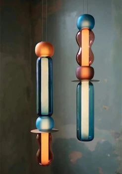 Дизайнерски цветните висящи лампи Led окачен лампа от витражного стъкло, бар, магазин, ресторант, дневен тракт, творчески нощни осветителни тела