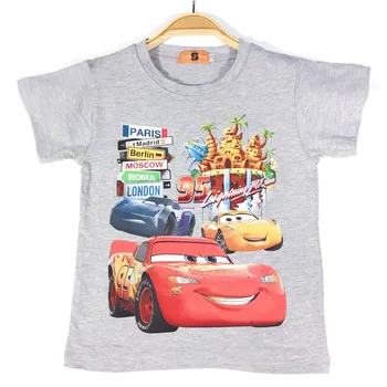 Дисни 2024, Нови Детски ризи, Тениска за момчета, Лятна Детска Памучен Тениска с къс ръкав, Детски блузи Car Маккуин 3-9 години