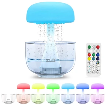 Дифузор етерично масло за ароматерапия, облаци и дъжд, като в 7-цветен led подсветка за домашен офис