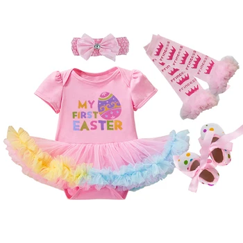 Дрехи За новородени, гащеризон на Великден със заек, дрехи за рожден ден на една година, детски гащеризон за малки момичета, игри костюм
