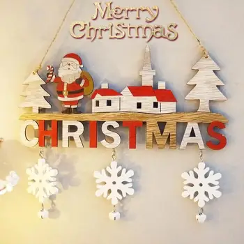 Дървена Коледна Вратата Висящи Украшения На Стената Коледна Декорация За Дома Честита Нова Година Naviidad Вратите Окачване Подаръци