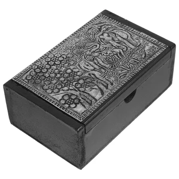 Дървена кутия за съхранение на рецепти Дървена кутия за карти Калъф за съхранение на кухненски плотове Органайзер Дървена кутия за рецепти