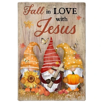 Есента Джудже се Влюбва в Исус Бог Платно Стенен Художествен Плакат Християнски Подаръци, Декорация на дома