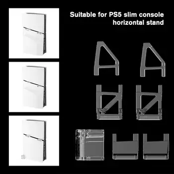 За Ps5 Slim Прозрачна Акрилна Поставка В Треугольном Квадратен Стил, С Хоризонтална Пускането На Работния Плот за монтиране на Стена За Аксесоари PS5 Slim