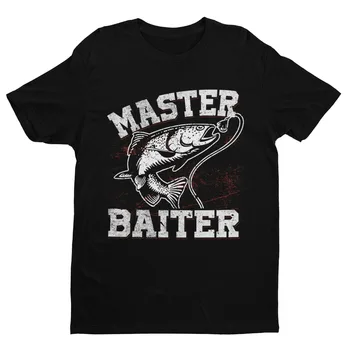 Забавна груб риболовна тениска Master Baiter W * nk Шега Рибар Татко Дядо Палава