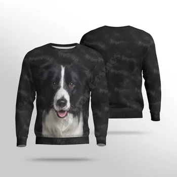 Забавно куче Collie с 3D принтом, Дамски пуловер за мъжете, Hoody, Есенна Мода Градинска дрехи, Пуловер, риза с дълъг ръкав