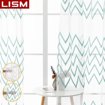 Завеса LISM Waves, тюлевые завеси за декориране на всекидневна, спалня, бродирани завеси за обработка на прозорци кухня