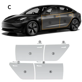Защитно фолио за автомобил, Tpu, устойчив на надраскване, прозрачен сутиен за Tesla, Модел 3 2020-2023, невидим прозрачен стикер на врати крило