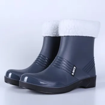 Зимна водоустойчив обувки, топли гумени ботуши за мъже, Непромокаемая работна обувки, защитни галоши, Дождевики за риболов, скейтборд за мъжа