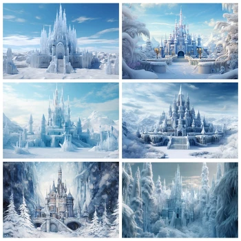 Зимна Страна на Чудесата, Леден замък На фона На Белия Снежен Пейзаж, Страхотна принцеса Рожден Ден момичета, на Фона на портретна фотография на детето
