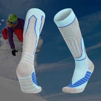 Зимните изолирана спортни чорапи, Топли памучни чорапи за сноуборд, колоездене, каране на ски, футбол, абсорбиращи потта, Высокоэластичные термоноски