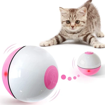Интерактивни играчки за котки, топка за домашни котки, автоматично завъртане на 360 ° led червена подсветка играчка