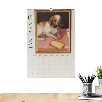 Календар със забавна куче в 2024 година, най-грозното Куче в 2024 година, Стенен календар 42x28 см / 17x11 инча, януари 2024 г. от декември, Забавно Стенно изкуство, Шеговит Хумор