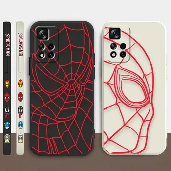 Калъф за Redmi Note 12 11 11T 11R 11E 9 9S 8 7 7 СЕКУНДИ PRO PLUS 4G 5G Цветен Обикновен Течен силиконов Калъф Marvel Spider-Man RED Line
