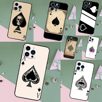Калъф за Покер карти Ace of spades Калъф За iPhone 13 12 Mini 11 14 Pro Max XS X XR 7 8 Plus SE 2020 2022 15 Pro Max