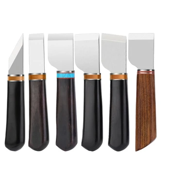 Кожена нож, нож за облекчаване на кожи с дървена дръжка, Нож за почистване на кожата