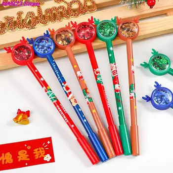 Коледна гел писалка с пайети във формата на лос, скъпа боядисана дръжка Kawaii за деца, ученически пишещи средства, Канцеларски материали, подаръци