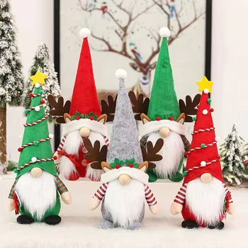 Коледна украса под формата на безлични кукли, Шапка с елени, Джуджета, Сладка декорация за дома, Коледна украса, Играчки за деца коледен подарък за парти