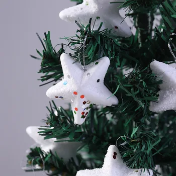 Коледни звезди от бяла пяна, Украси за Коледната елха, Висящи Топка, Празнична Коледна Сватба парти, Стоки за декорация на дома