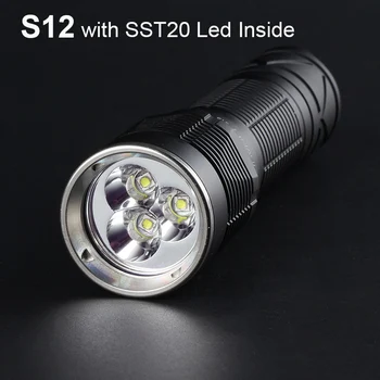 Конвойный Факел Фенерче S12 със Светлинен SST20 Linterna 3 * Led Драйвер 21700 Светкавица Къмпинг Latarka Полицейска Работа Лампа