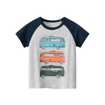 Корейска детска тениска с къс ръкав, Лятна новост 2023, дрехи за момчета с принтом кола, детски топ, директна доставка