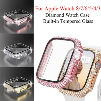 Корпус часа Diamond от вграден закалено Стъкло за Apple Watch Ultra 49 мм 38 мм 40 мм 42 мм 44 мм 41 мм 45 мм iWatch 8 7 6 SE 5 4 3 Капака
