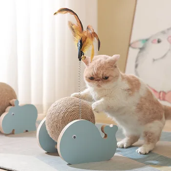 Котешки когтеточка от естествена сизалевой въже Играчка-Когтеточка за котки Интерактивна Дървени Мебели за домашни любимци