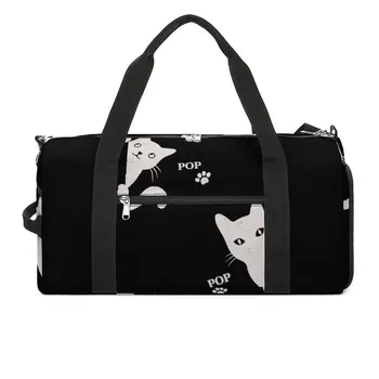Котка, подглядывающая за теб, спортна чанта, забавен Хлопающий котка, спортни спортни чанти, мъжки дизайн, новост голям капацитет, чанта за фитнес, чанти почивен ден