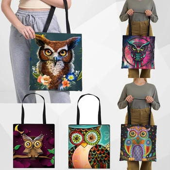 Красиви ежедневни чанти с изображение на совата, дамски модерна чанта, дамска чанта за пазаруване, дамски чанти през рамо, мультяшные чанта през рамо за момичета