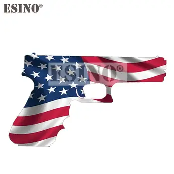 Креативен дизайн на колата на САЩ Карта на Националното знаме на Америка Пистолет Карикатура Водоустойчив PVC Стикер за автомобил колата Винил модел