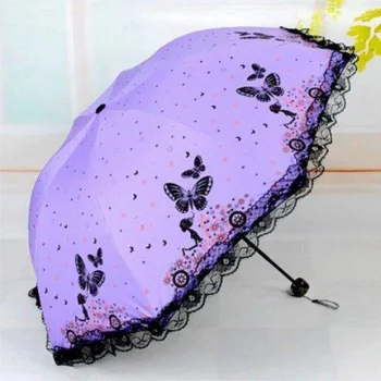 Креативен чадър за момиче с черно покритие от слънце, дъжд, ултравиолетови лъчи, Ветрозащитный Paraguas Butterfly, сладък китайски чадър Чадър Plage
