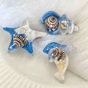 Креативна шнола за коса във формата на морска звезда с морска мивка и перли делфин в стил Shell Party