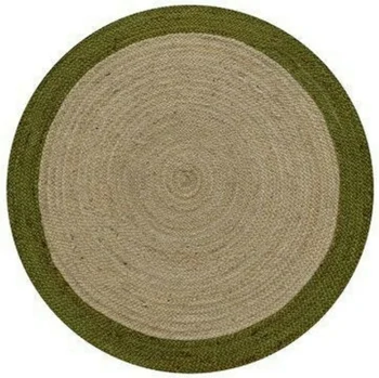 Кръгла подложка от естествен плетеного юта ръчно изработени, обратим начало декор, килими в селски стил за спални