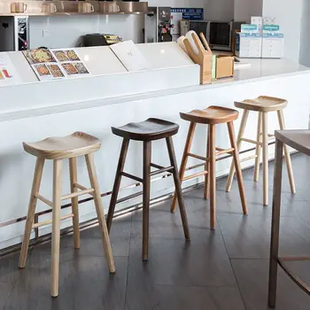 Кухня-часова Бар столове с Дървена височина Улични модерни бар столове, Мебели Nordic за хола Taburete Alto SR50BC