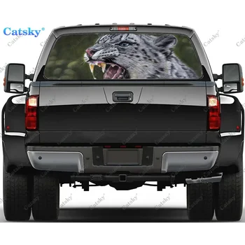 леопардовое животно, свирепая стикер на прозореца на колата, Графична Декоративна стикер на камион от PVC, Перфорирана Универсален стикер за автомобил