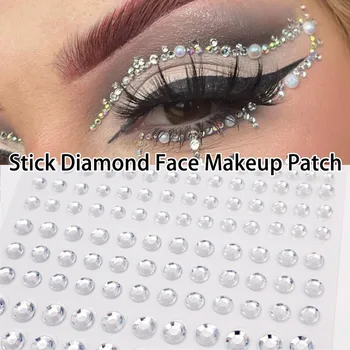 Лепило украса за лице с кристали, 3D за Еднократна употреба Акрилни Diamond сенки за очи, очна линия, стикер за грим САМ Party Festival