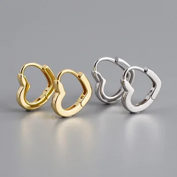 Лесни сладки Метални обеци-пръстени във формата на сърца за жени и момичета, Корейски модерни Ежедневни аксесоари за уши, Изящни бижута за подарък