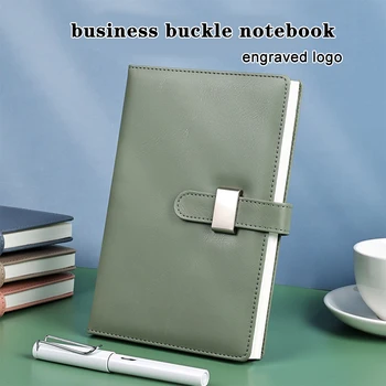(Лого може да бъде гравирана) Бизнес кожен бележник формат А5, работна тетрадка, протоколи от събрания, Студентски дневник с катарама, тематични бележника