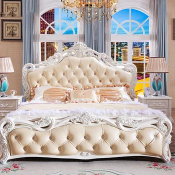 Луксозна Просто дизайнерско легло в реален размер, спално бельо за принцесата, легло за съхранение на човек, Кама, Семейна мебели в скандинавски стил.