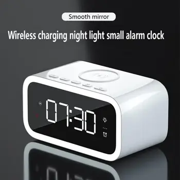 Малък Будилник Led Дисплей лека нощ Безжична Бързо Зареждане на Д-Умен Digital alarm clock Регулатори за Спални