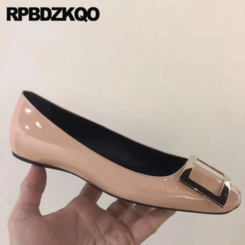 Марка Гол Без обков от метал, лачена кожа с квадратни пръсти, 11 Лилаво китайски обувки на равна подметка голям размер 42, Дизайнерски дамски обувки луксозни 2022 10