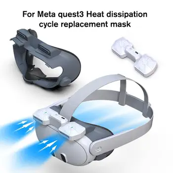 Маска за циркулация на въздух с вентилатор, за подмяна слушалки Meta Quest 3 Маска за регулиране на вентилатор с двойно задвижване за аксесоари Quest3 VR