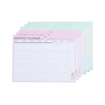 Месечен планер Декоративен органайзер формат А4, календар, бележник с график, бонбони, седмичен дневник, бележник за водене на бележки (случаен цвят)