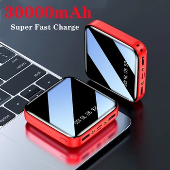 Мини Банка Хранене 30000mAh Супер Джобно Бързо Зарядно Устройство външна Батерия За Xiaomi iPhone Samsung Powerbank Цифров Дисплей